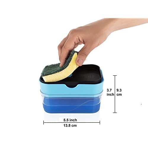 Soap Dispenser for Kitchen And Sponge Holder Dish Sink Dishwashing Dishwasher Liquid Instant Refill Durable (Soap Dispenser) Plastic